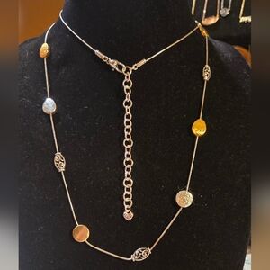 Brighton Mediterranean Brushed Silver & Gold hammered disc Necklace